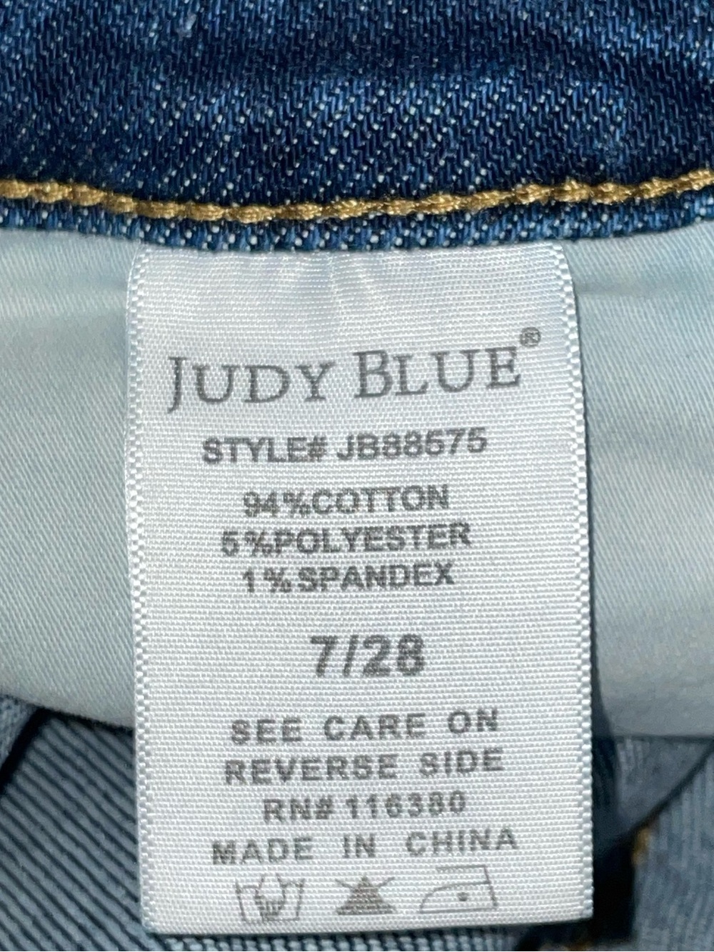 Judy Blue High Waist "Tummy Control" Classic Straight Denim Jeans. Size 7(28) - Picture 7 of 7